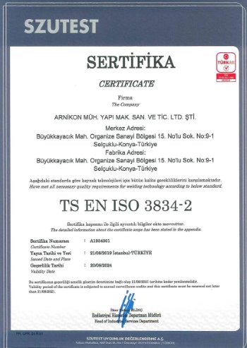 Certificat EN ISO 3834-2